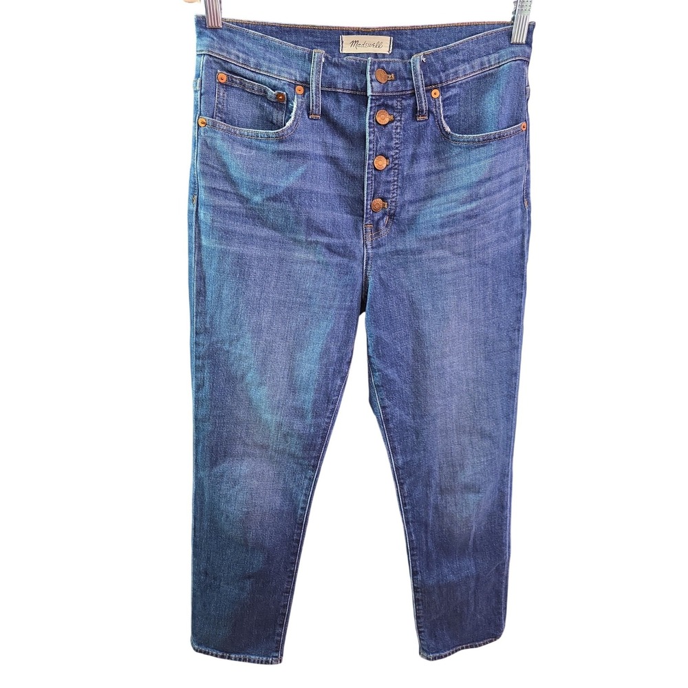 Madewell The Perfect Vintage Jean Button Fly Distressed Blue Denim Size 28 - Picture 2 of 9